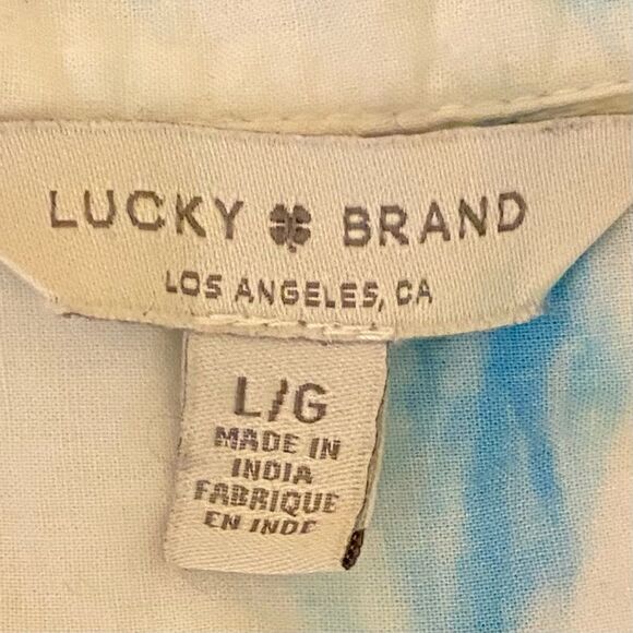 Lucky Brand Tie Dye Print Blouse Button Down 100% Cotton Lightweight Size Large - Picture 4 of 6